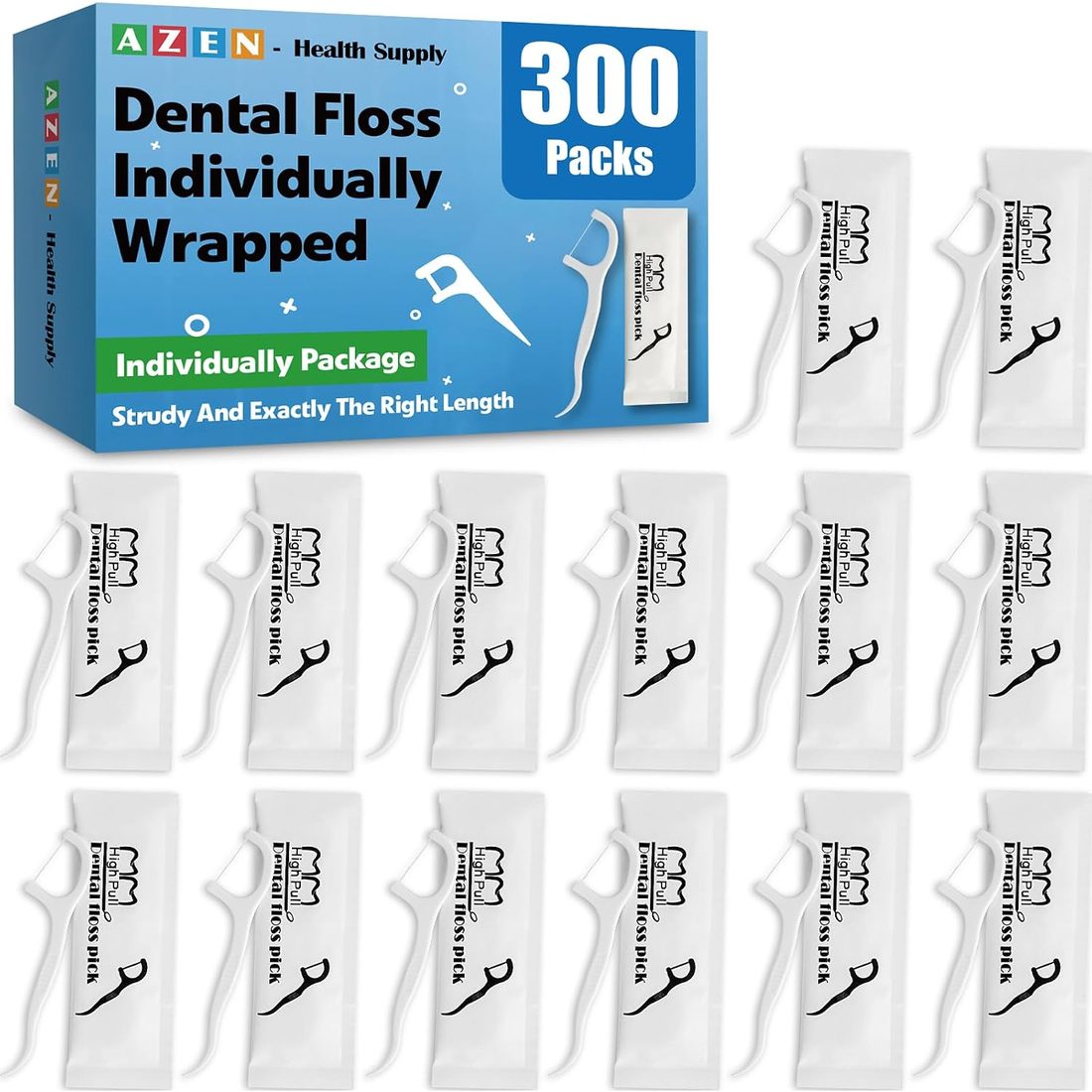 AZEN Individually Wrapped Floss Picks